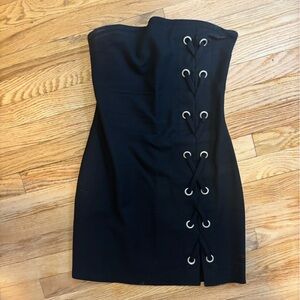 by the way. Black Dress with Criss-Cross Trim